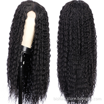 BIS Brazilian Human Hair 26 Inch 150% Density  4*4 Curly Wave Lace Front Wig  For Women Pre Plucked Remy Transparent Lace  Wig